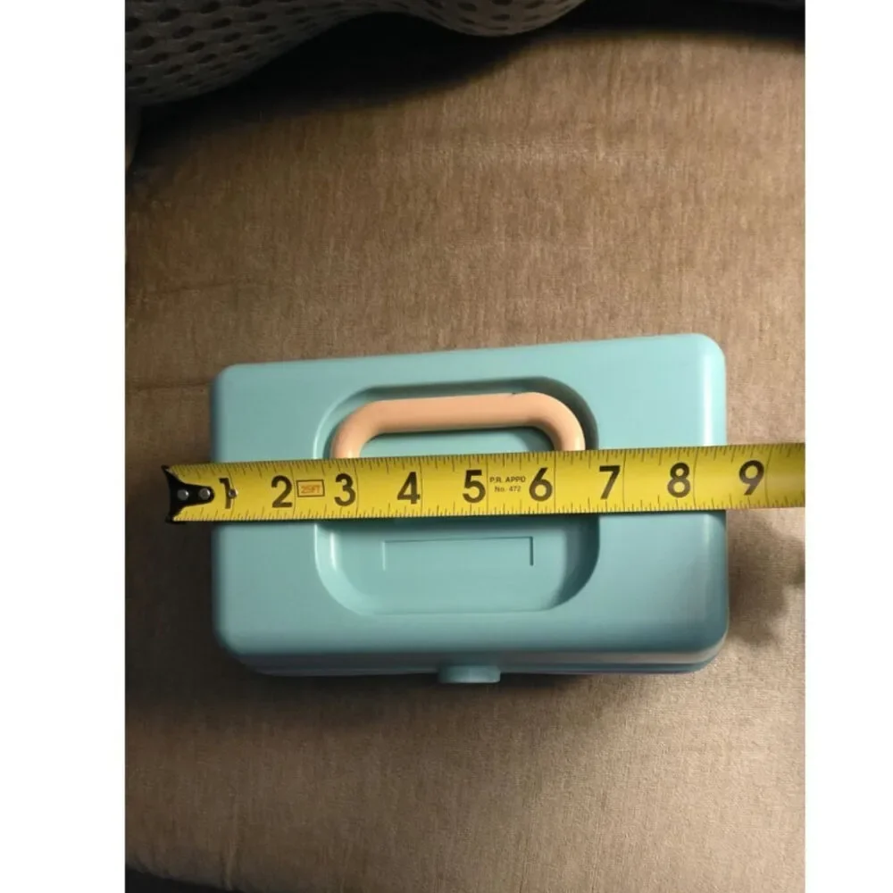 Vintage Style Pastel Makeup Cosmetic Case Mirror Removable Trays Teal Purple